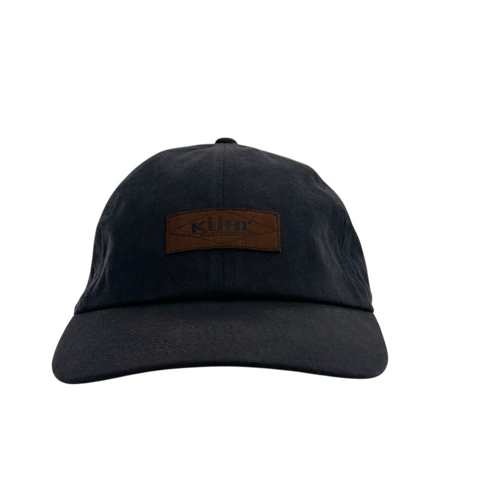 Kuhl Navy Blue Hat Adjustable Leather Strap Dad Cap Leather Logo Fast Shipping